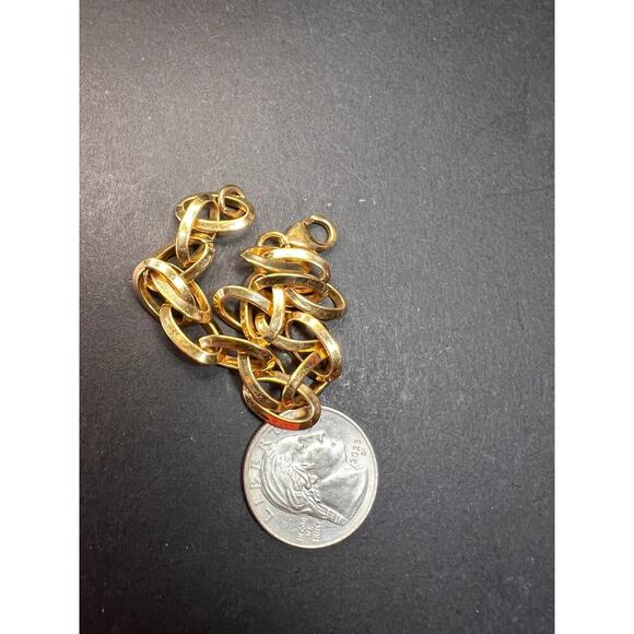 Yellow gold over bronze link bracelet 8 inches - Picture 9 of 10